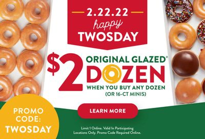 One Day Only: Get a $2 Original Glazed Dozen With the Purchase of an Additional Dozen at Krispy Kreme on February 22