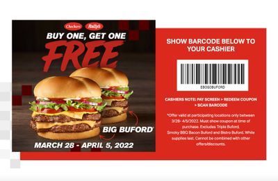 Rewards Members Can Score a BOGO Offer on Big Bufords at Checkers and Rally’s for a Short Time Only 