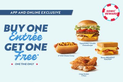Rewards Members Can Buy 1 Entree and Get 1 Free for a Limited Time at Sonic with Online or In-app Orders