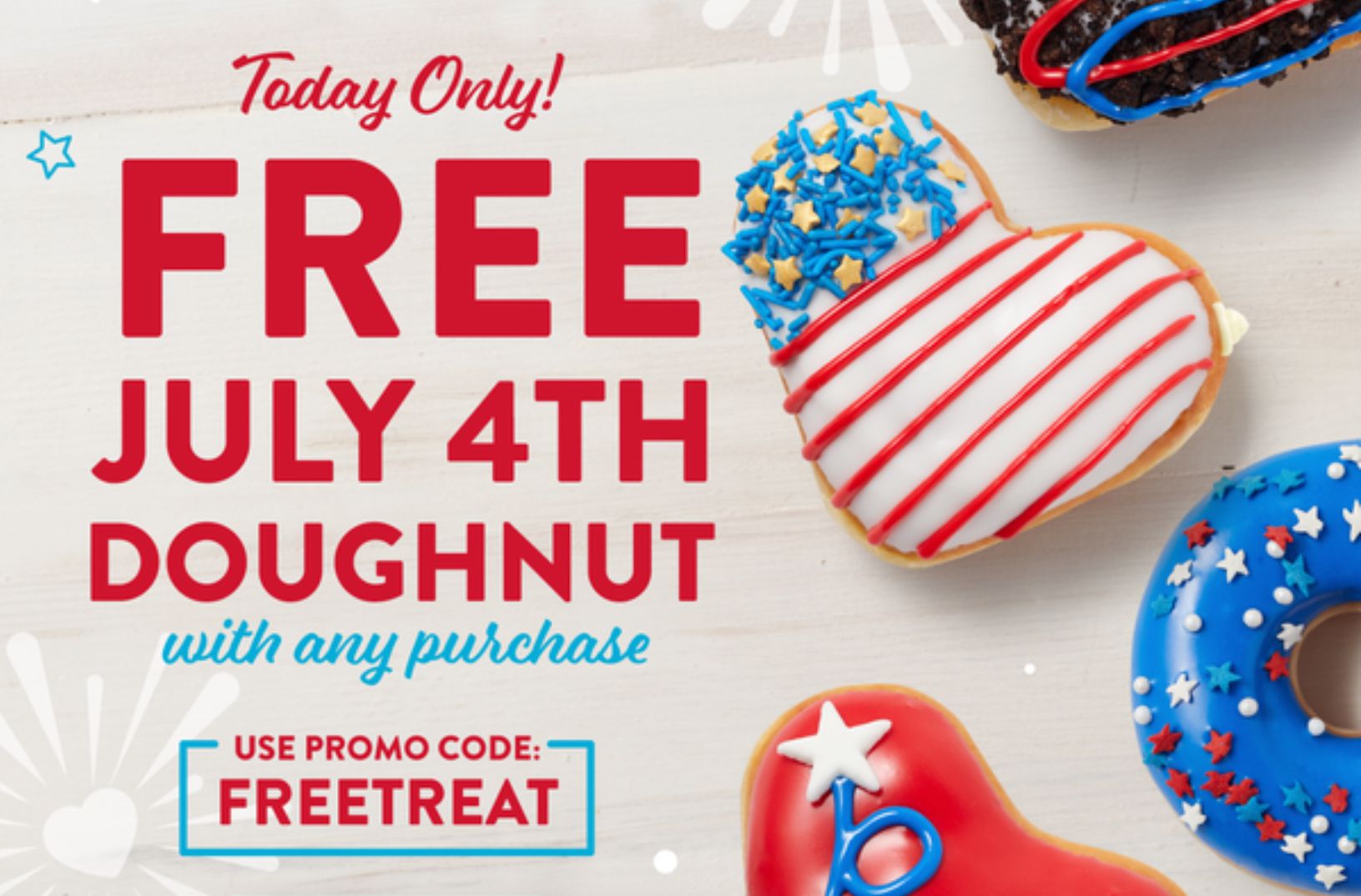 Rewards Members will Get a Free I Heart America Doughnut with Purchase at Krispy Kreme on June 28 Rewards Members will Get a Free I Heart America Doughnut with Purchase at Krispy Kreme on June 28