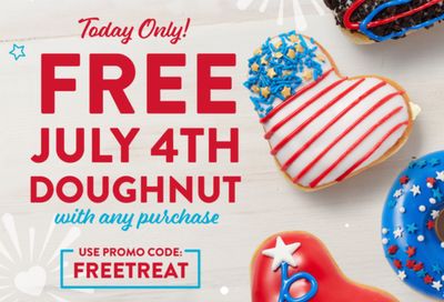 Rewards Members will Get a Free I Heart America Doughnut with Purchase at Krispy Kreme on June 28 