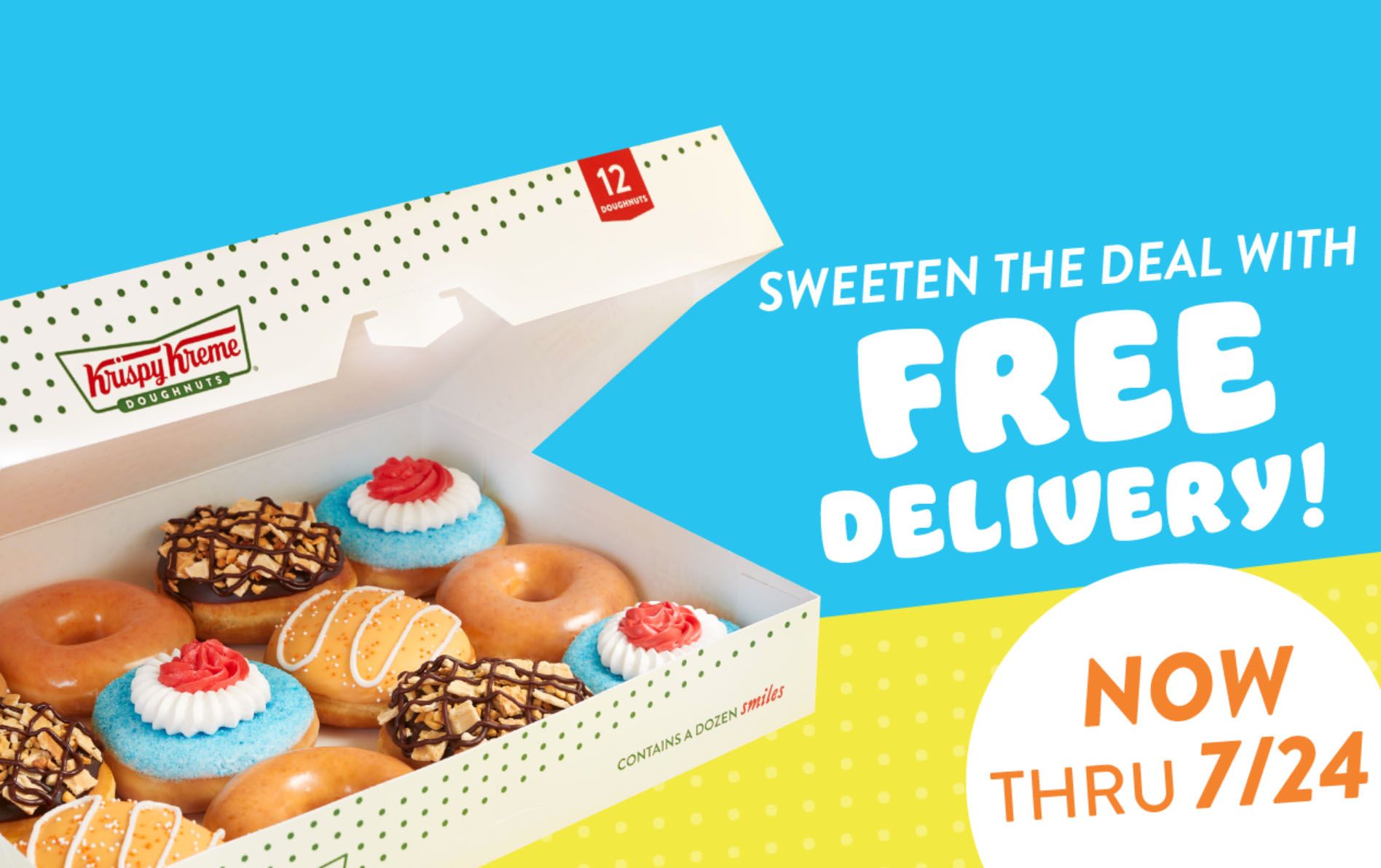 Get Free Delivery July 23 and 24 with Online Orders at Krispy Kreme this Weekend Get Free Delivery July 23 and 24 with Online Orders at Krispy Kreme this Weekend