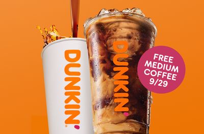 DD Perks Members Can Get a Free Medium Hot or Iced Coffee with Purchase on September 29