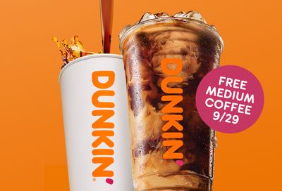 DD Perks Members Can Get a Free Medium Hot or Iced Coffee with Purchase on September 29