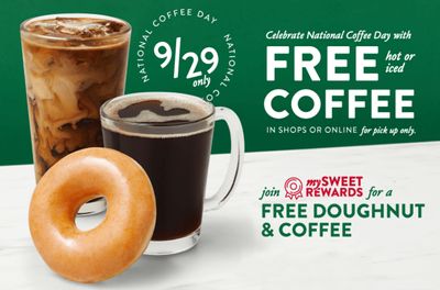 Krispy Kreme Gives Away a Free Coffee on September 29 and Rewards Members Also Get a Free Doughnut