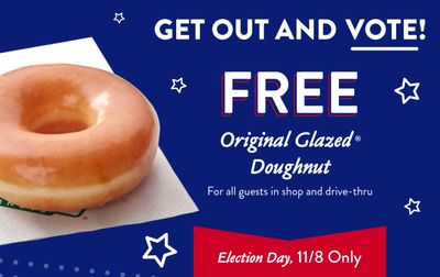 One Day Only: Get a Free Original Glazed Doughnut In-shop at Krispy Kreme for Election Day on November 8