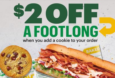 Score $2 Off a Footlong Sub by Adding a Cookie In-app and Online Through to December 5 at Subway: A MyWay Rewards Exclusive