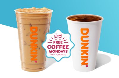 Rewards Members Will Get a Free Medium Coffee with Purchase Every Monday in May at Dunkin' Donuts