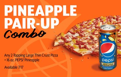 Little Caesars Offers a $9.99 Online and In-app Deal on a Large 2 Topping Thin Crust Pizza and a Can of Pepsi Pineapple
