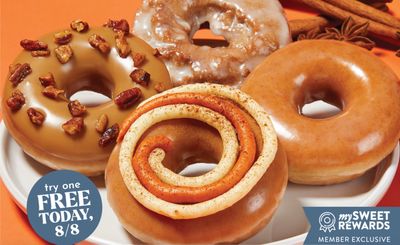 For One Day Only Get a Free Pumpkin Spice Doughnut with Purchase at Krispy Kreme: A Rewards Exclusive 