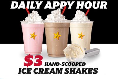 Save with $3 Shakes In-app or Online from 2 PM to 5 PM at Carl’s Jr. Daily: A My Rewards Exclusive