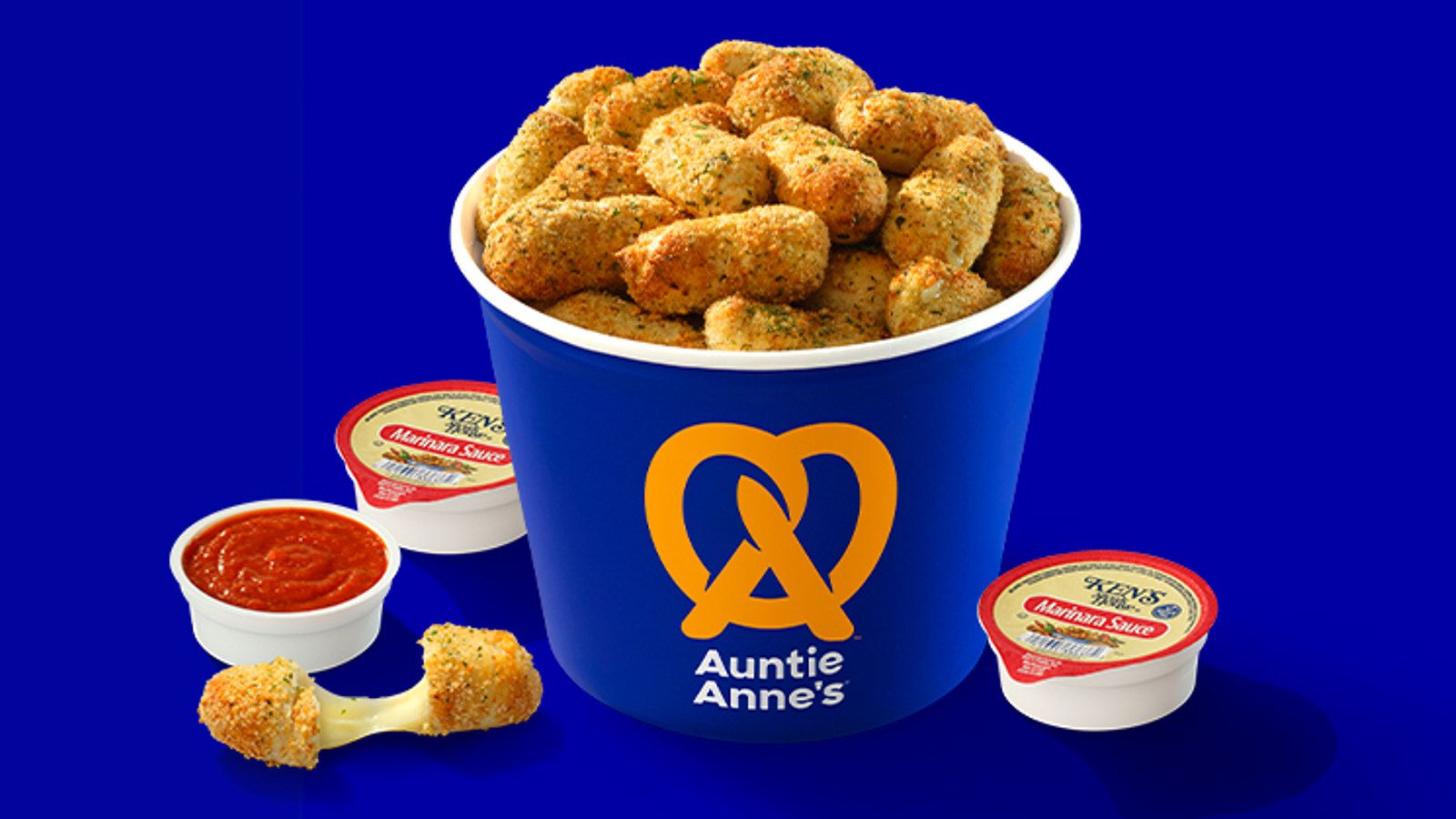 Auntie Anne's Pretzels: Mozzarella Stuffed Pretzel Nuggets Bucket Auntie Anne's Pretzels: Mozzarella Stuffed Pretzel Nuggets Bucket